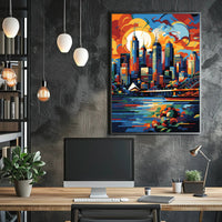 Vibrant Sydney Cityscape Modern Abstract Artistic Poster