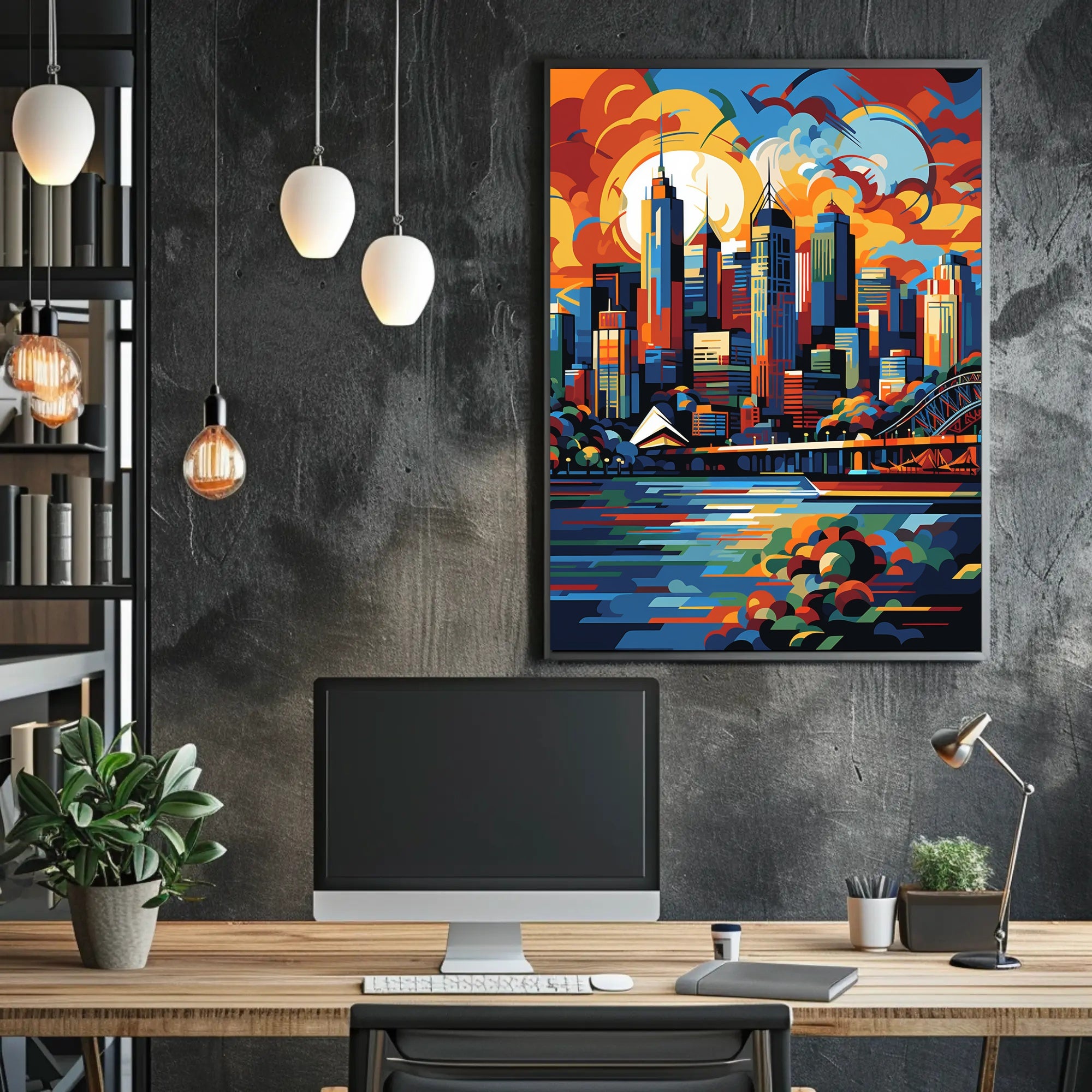Vibrant Sydney Cityscape Modern Abstract Artistic Poster