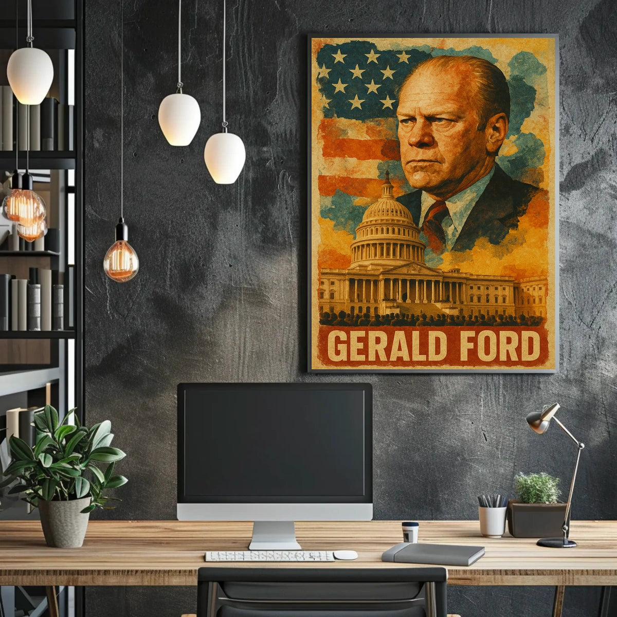 Gerald Ford 38th President of the United States Layered Digital Collage Poster