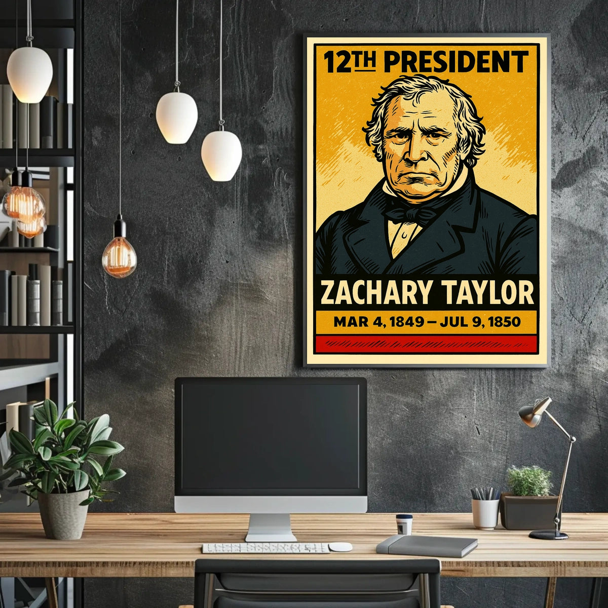 Zachary Taylor 12th President of the United States Inked Comic Style Poster