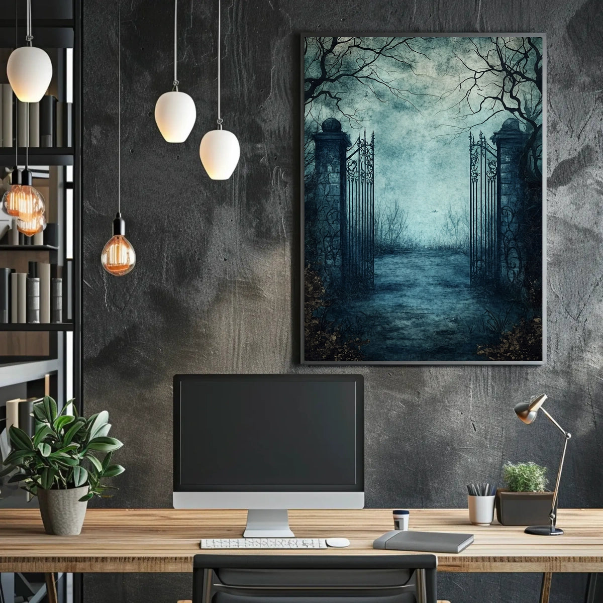 Gothic Iron Gate at Abandoned Graveyard Artistic Poster