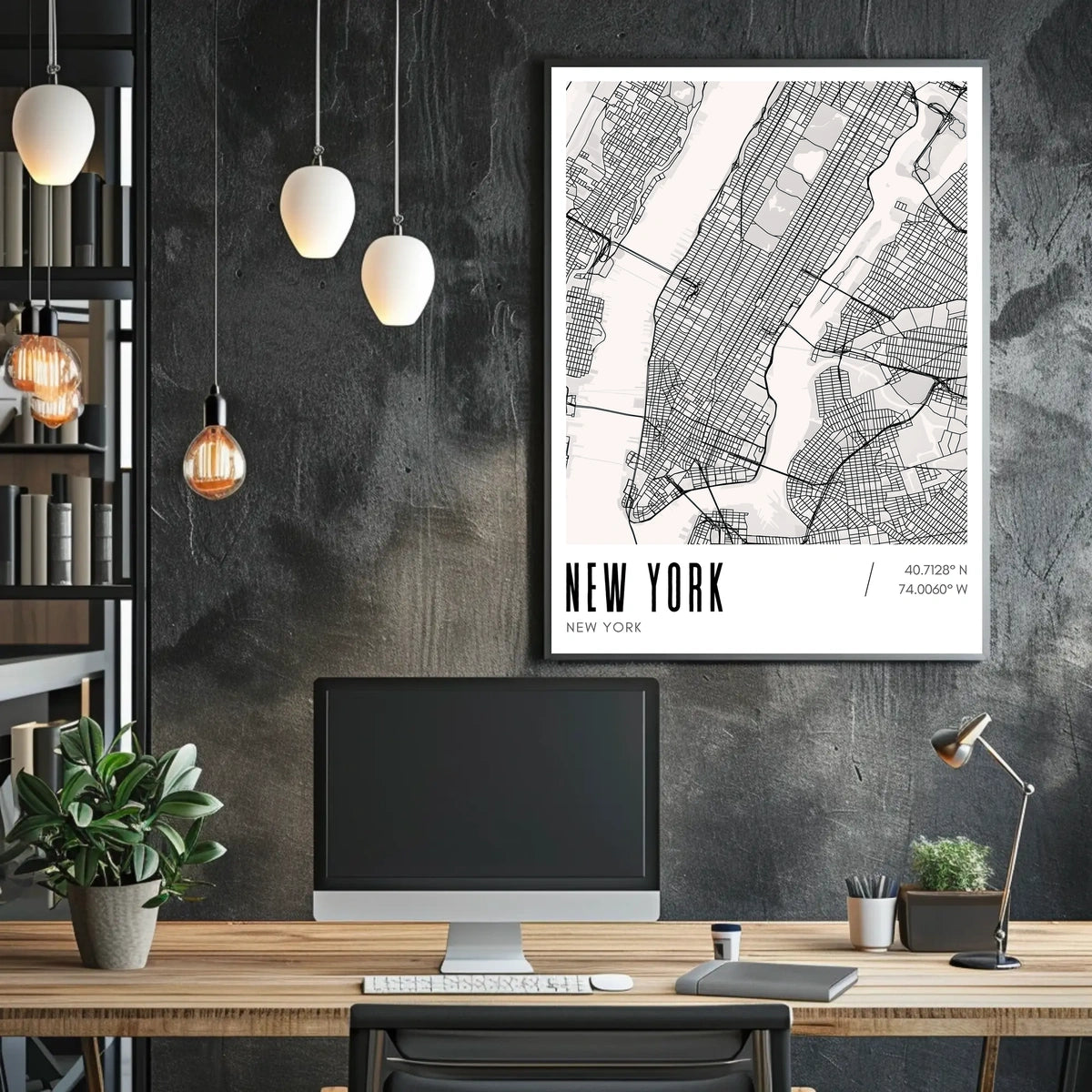 New York City Minimalist Map Poster Modern Wall Art