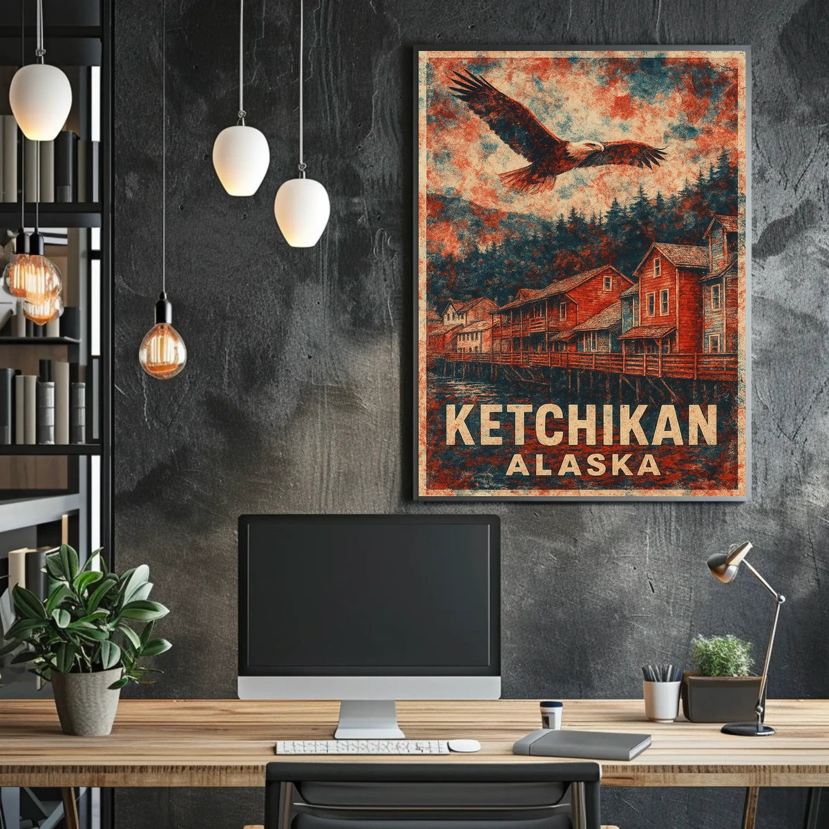 Ketchikan Eagles Vintage Coastal Travel Poster