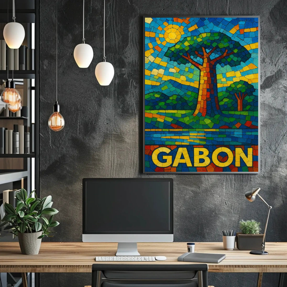 Gabon Mosaic Art Poster