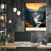 New River Gorge in Autumn Vintage National Park Poster