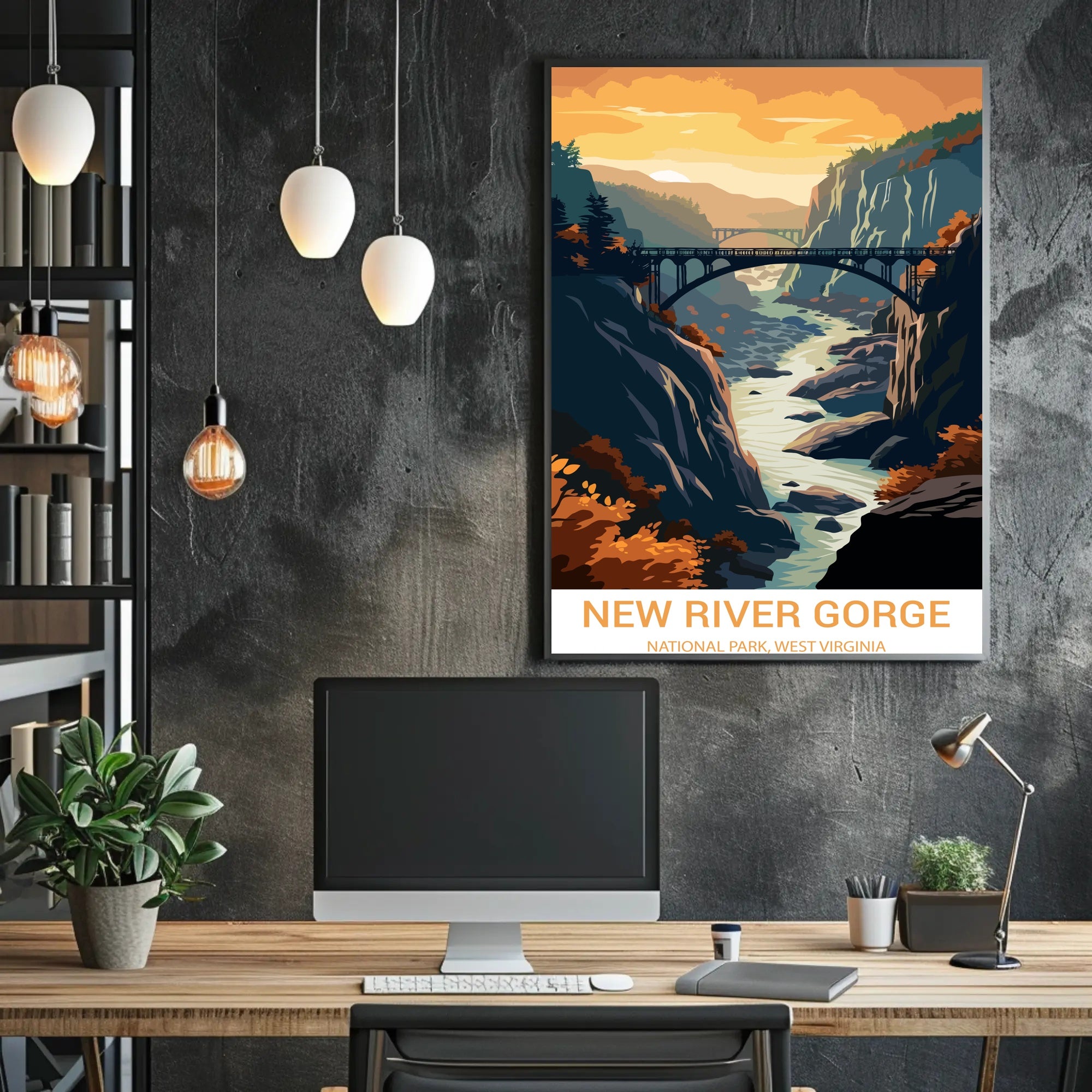 New River Gorge in Autumn Vintage National Park Poster