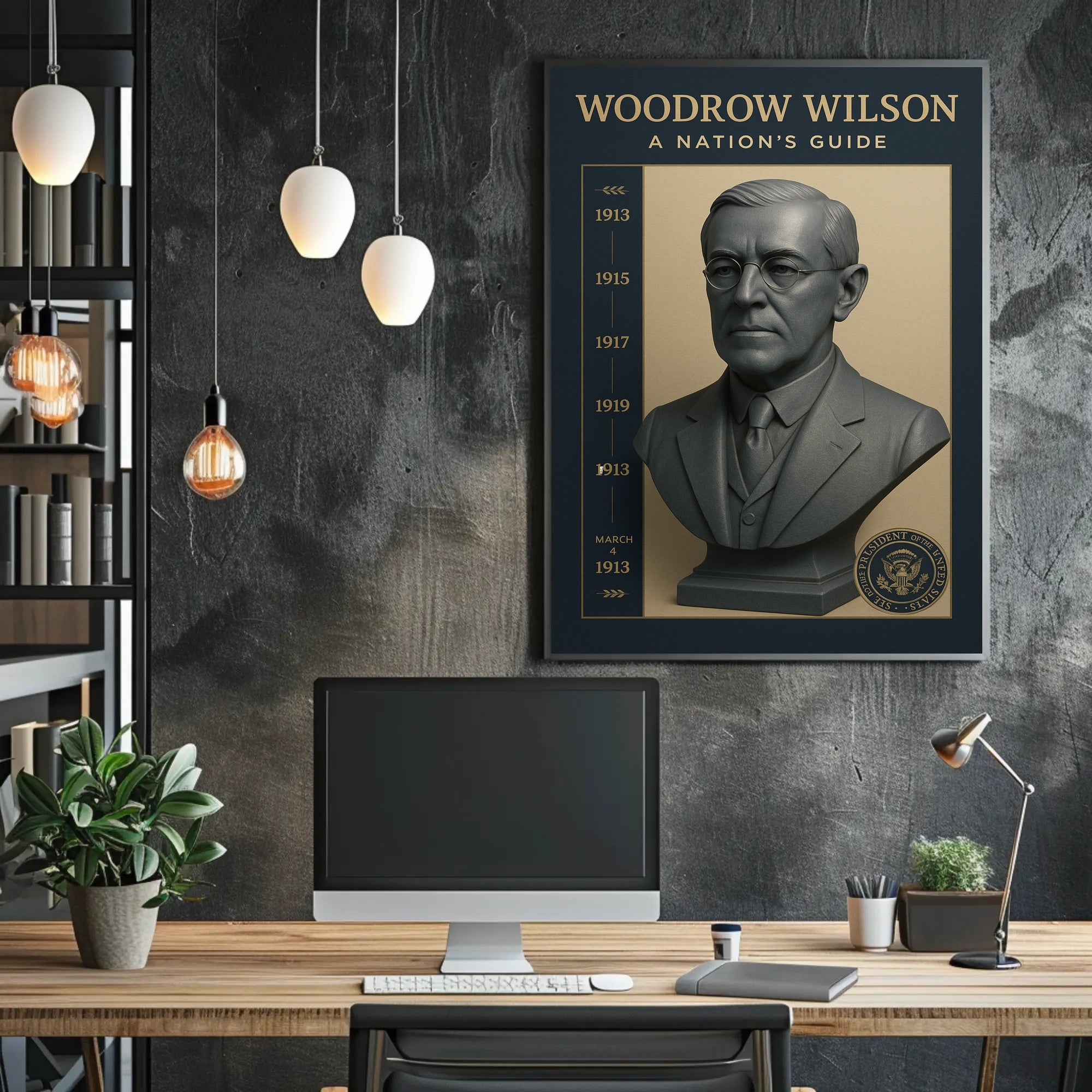 Woodrow Wilson Bust Vintage Historical or Presidential Poster