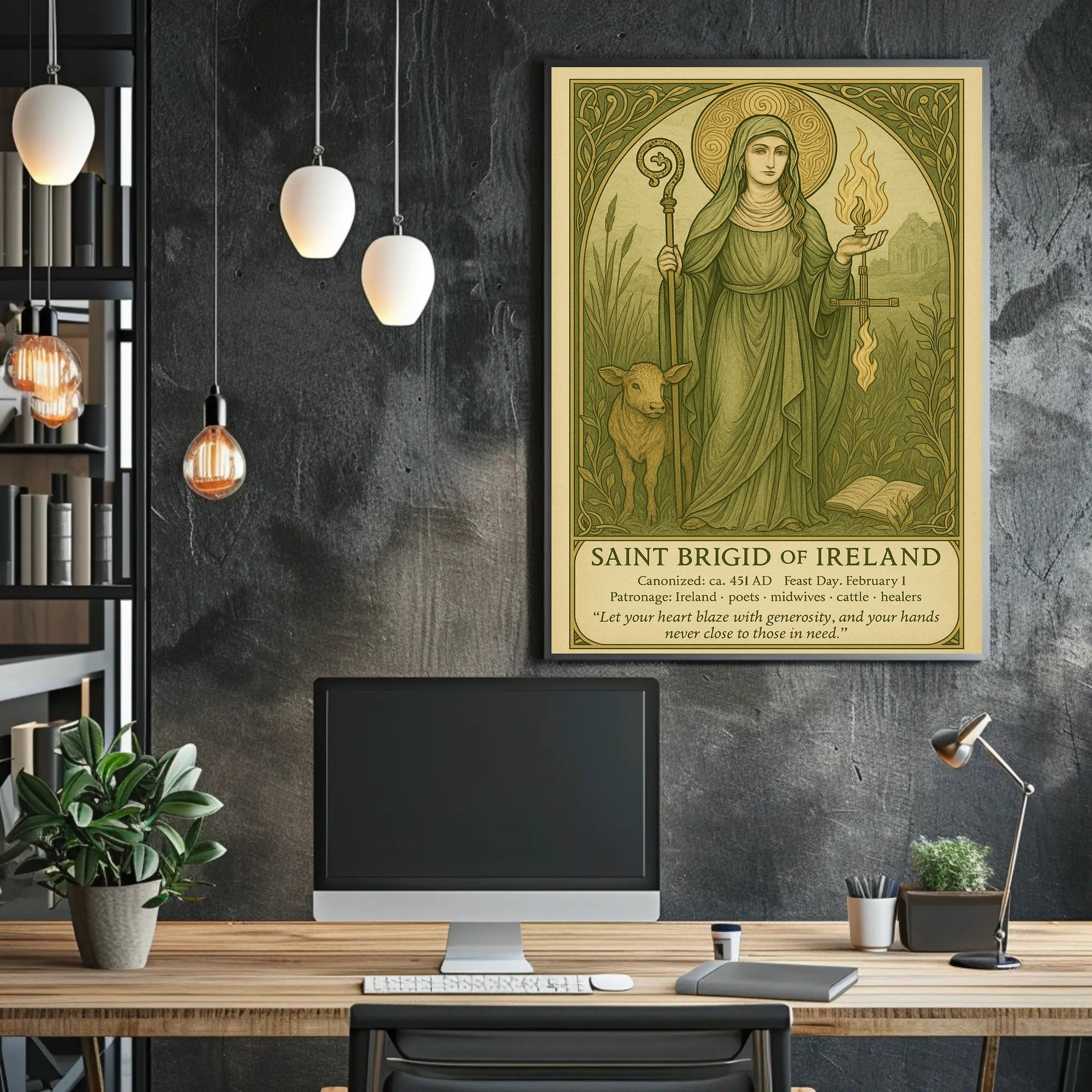 Saint Brigid of Ireland Vintage Cultural or Heritage Poster