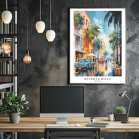 Beverly Hills Vibrant Scene Urban or Cityscape Poster PosterGoat
