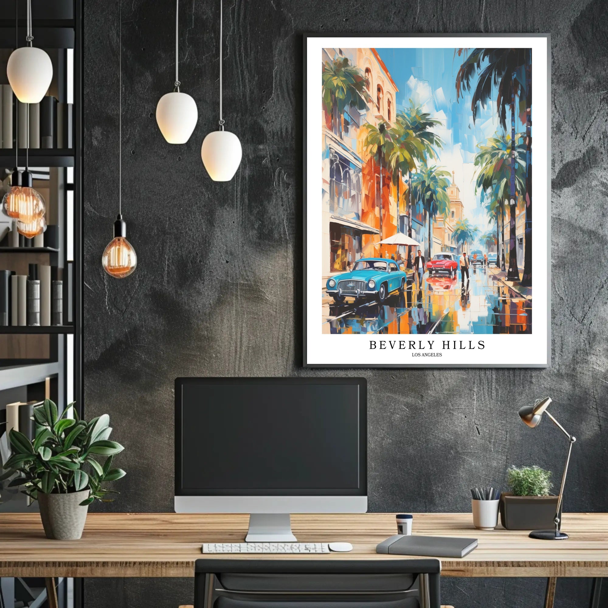 Beverly Hills Vibrant Scene Urban or Cityscape Poster PosterGoat