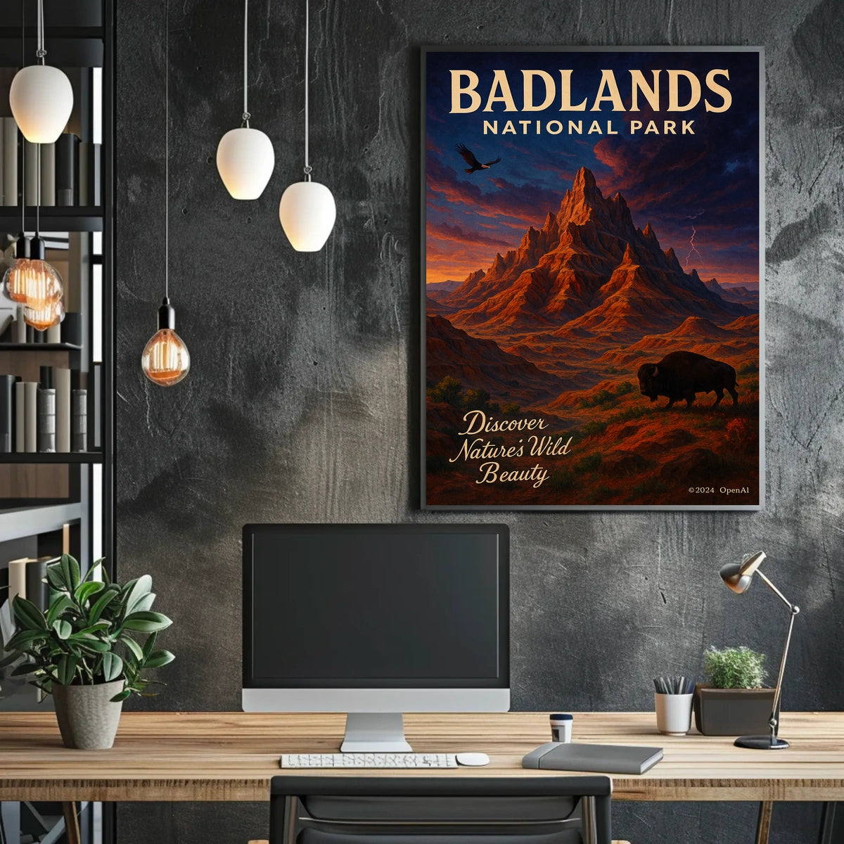 Badlands National Park Vintage Wilderness Poster Art