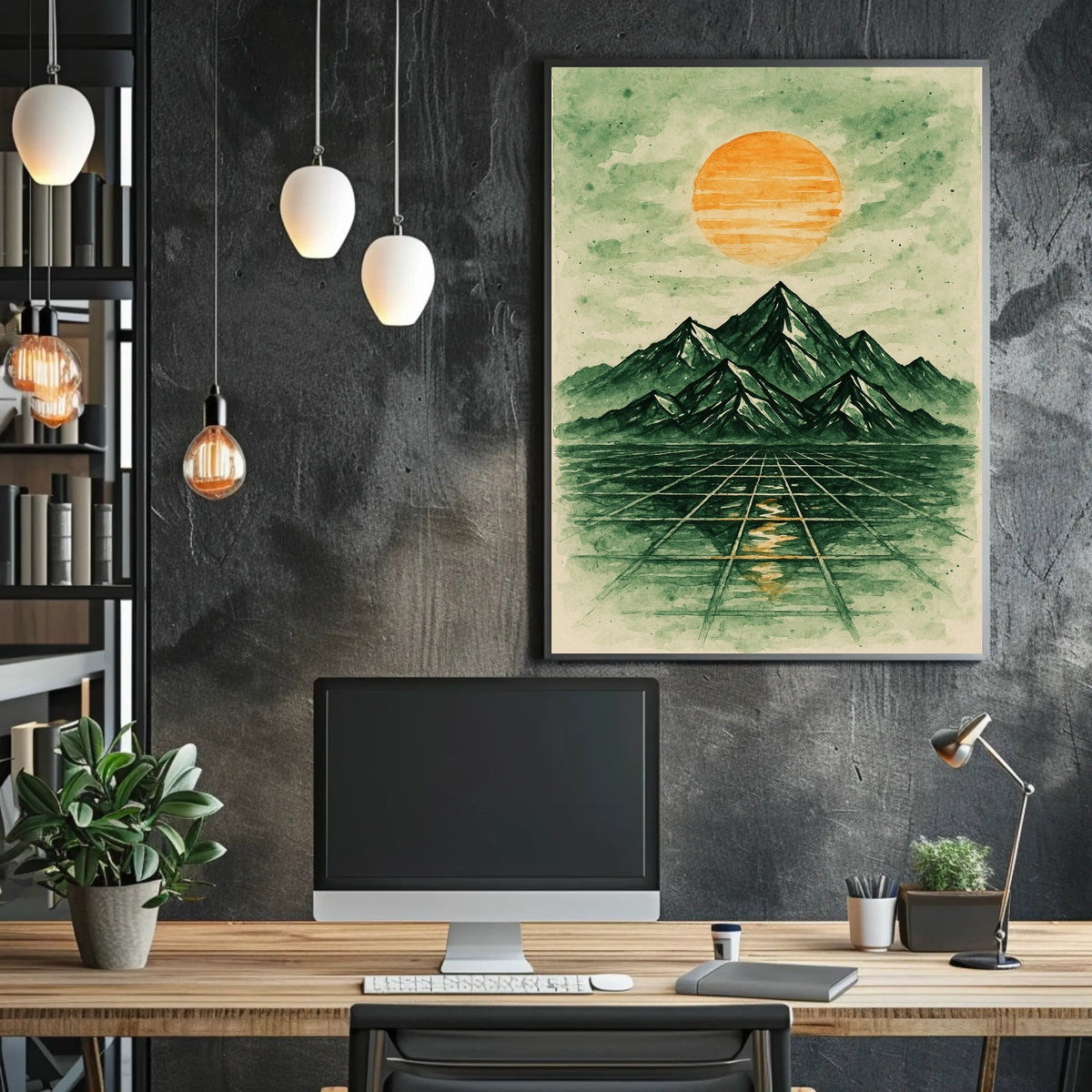 Surreal Abstract Landscape with Futuristic Touches Artistic Poster