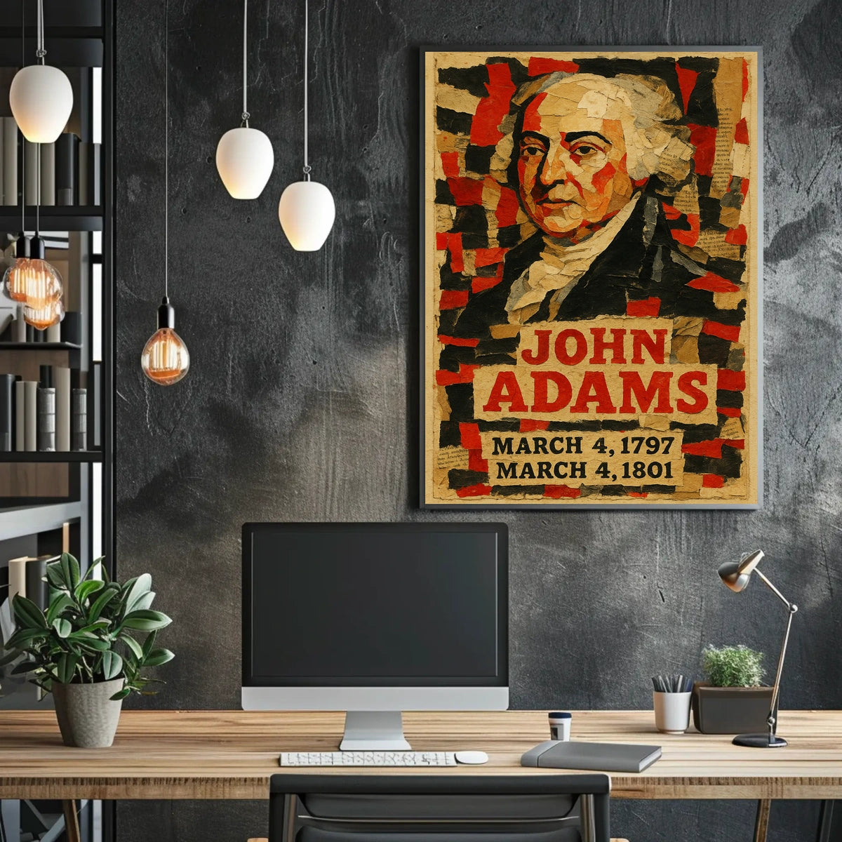 John Adams 2nd President of the United States Layered paper Collage Poster