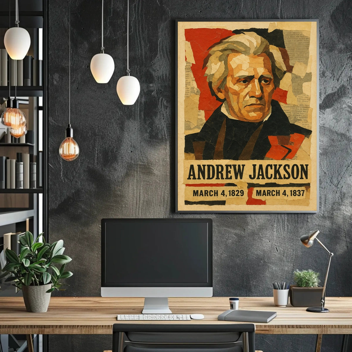 Andrew Jackson 7th President of the United States Layered paper Collage Poster