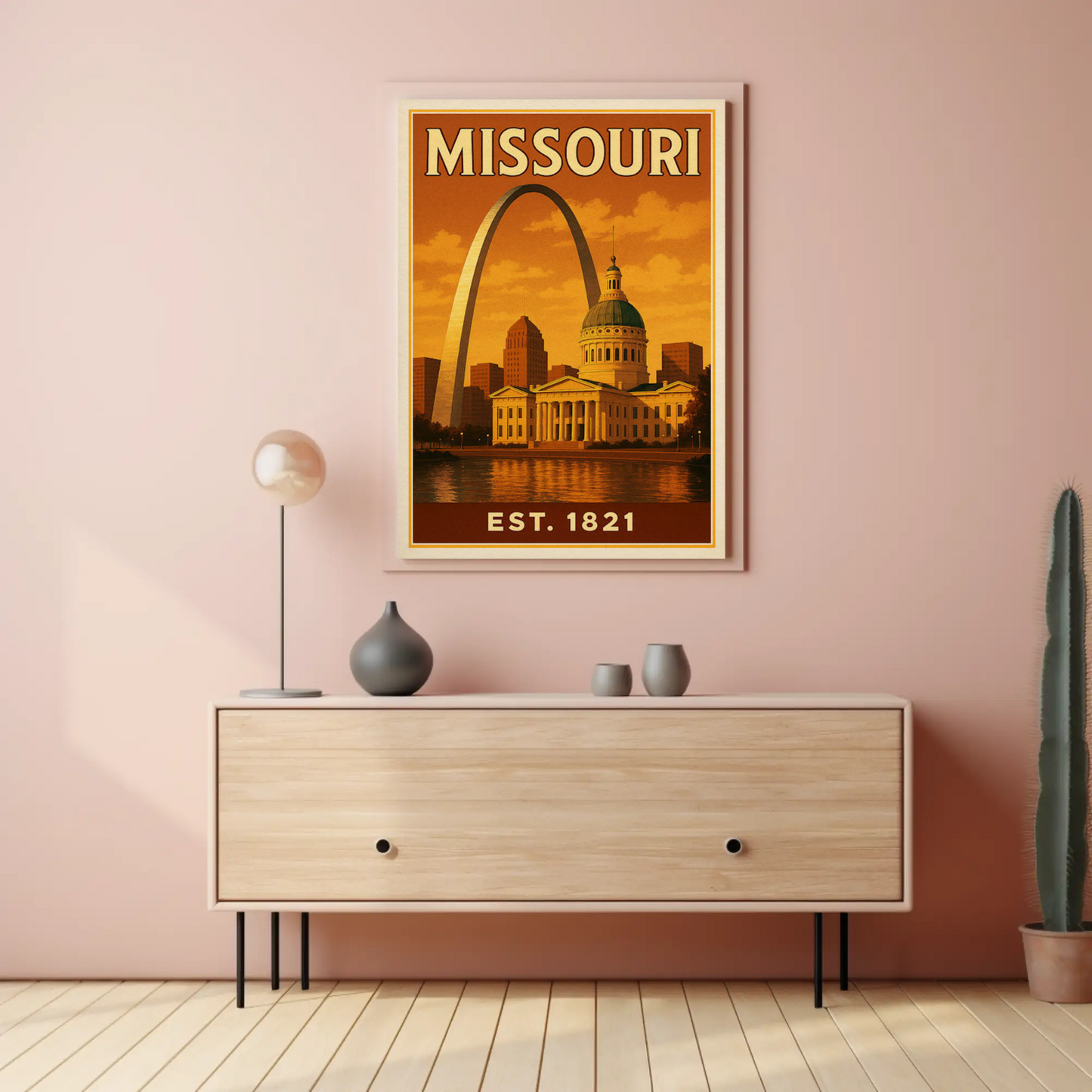 Missouri Capitol Arch Sunset Skyline Poster Poster