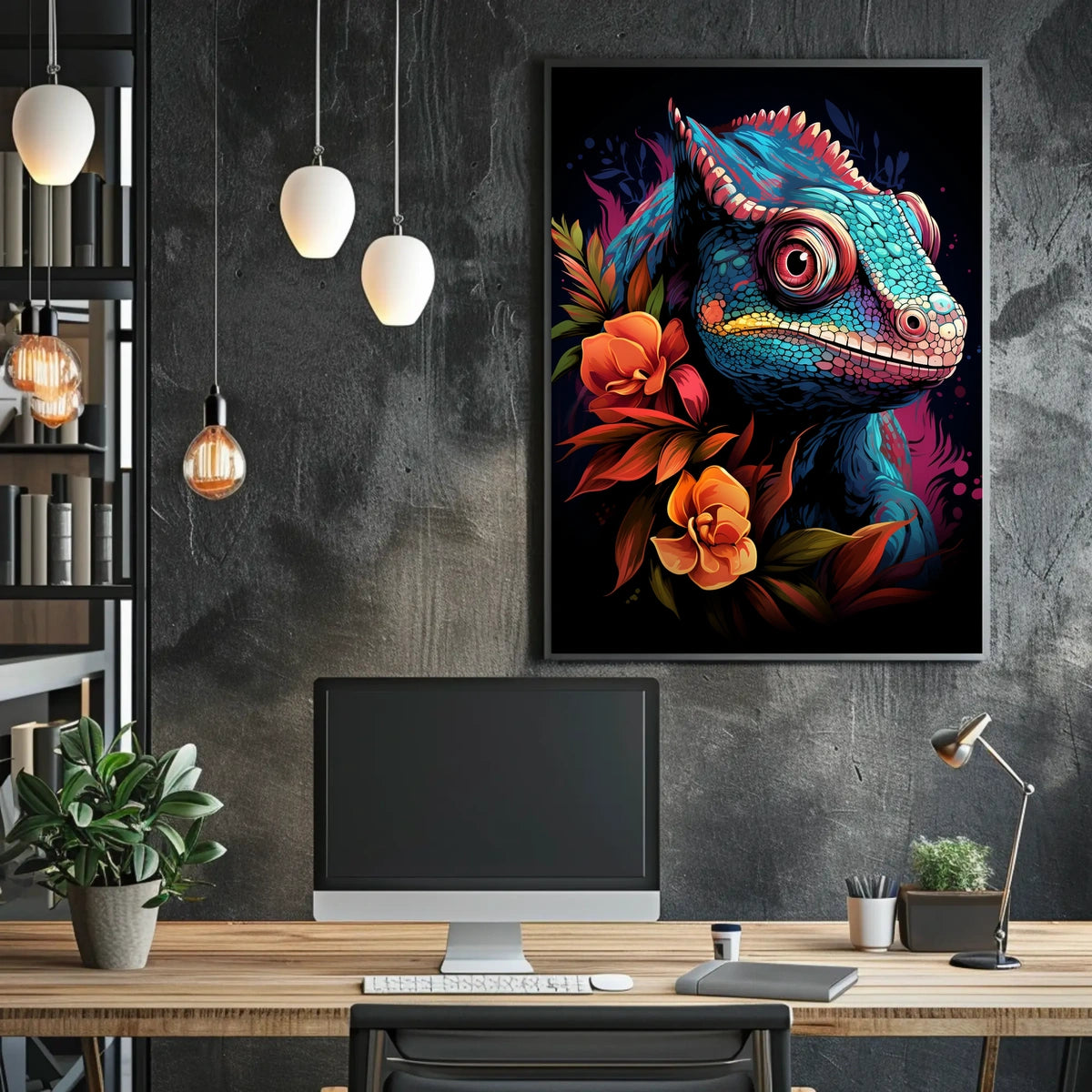 Vibrant Chameleon Art Poster