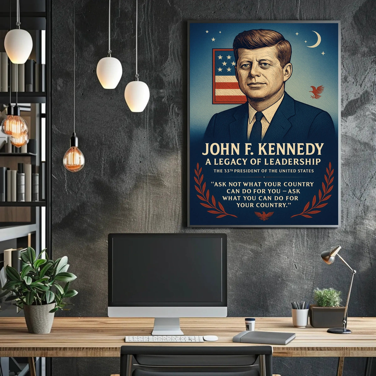 John F. Kennedy Patriotic Vintage Leadership Poster