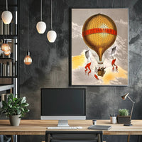 Vintage Hot Air Balloon Illustration Poster PosterGoat