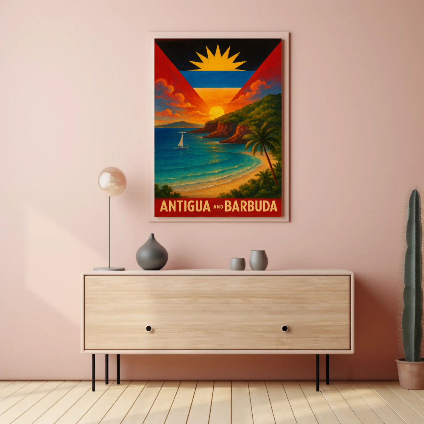 Tropical Paradise Antigua and Barbuda Travel Poster
