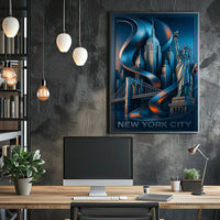 New York City Futuristic Landmarks Poster Modern Wall Art