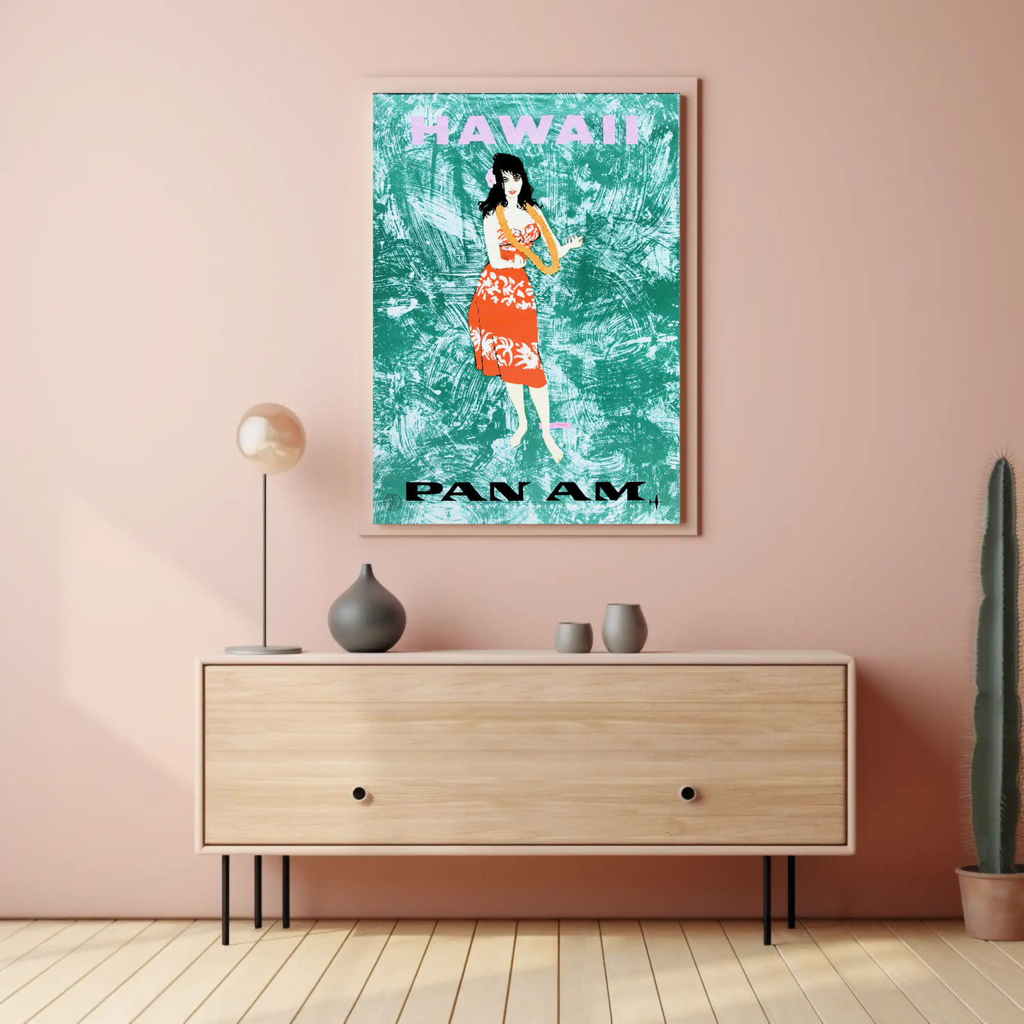 Hawaii Hula Girl Pan Am Vintage Travel Poster