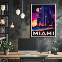 Miami Skyline at Sunset Poster