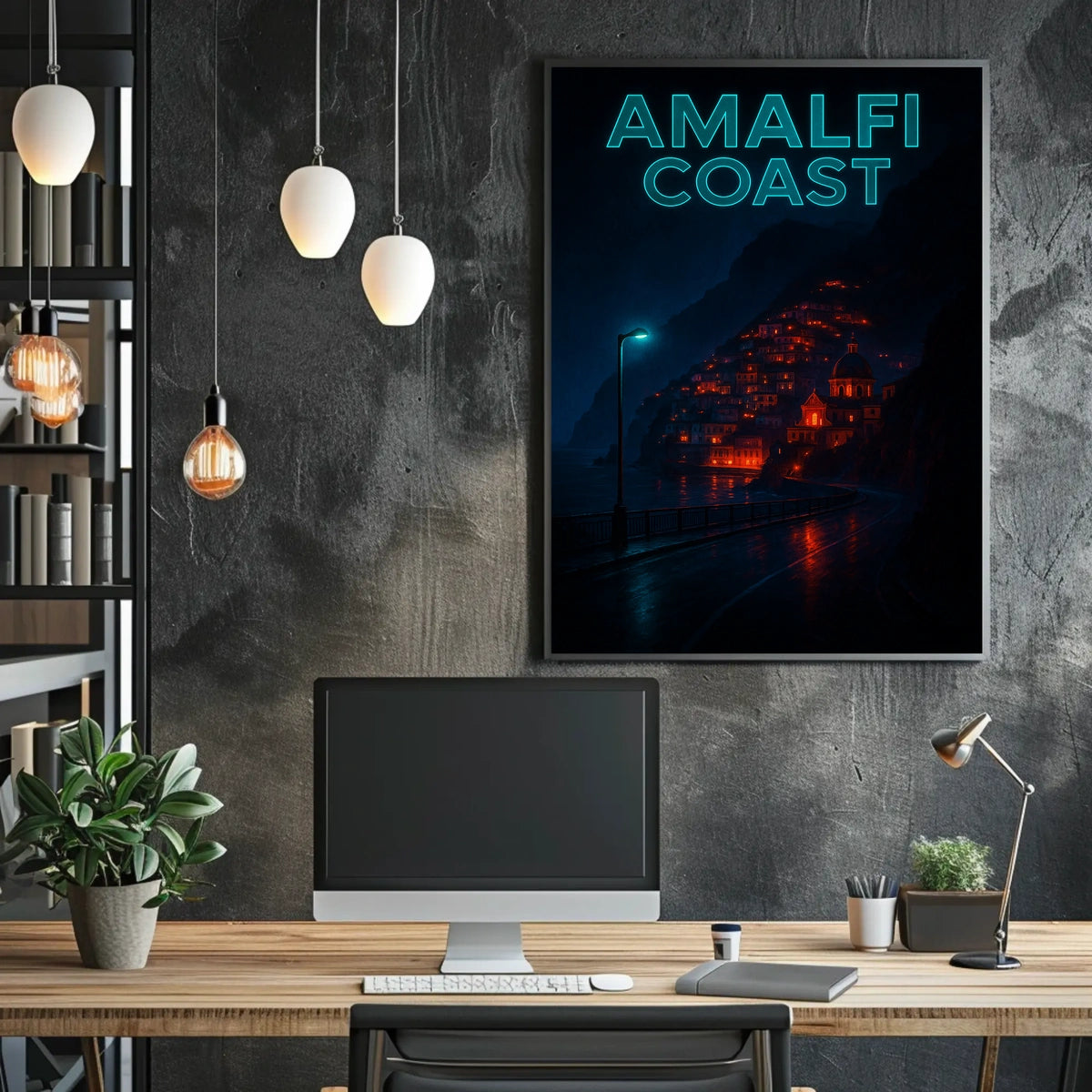 Amalfi Coast At Night Poster Wall Art Print Gallery Quality