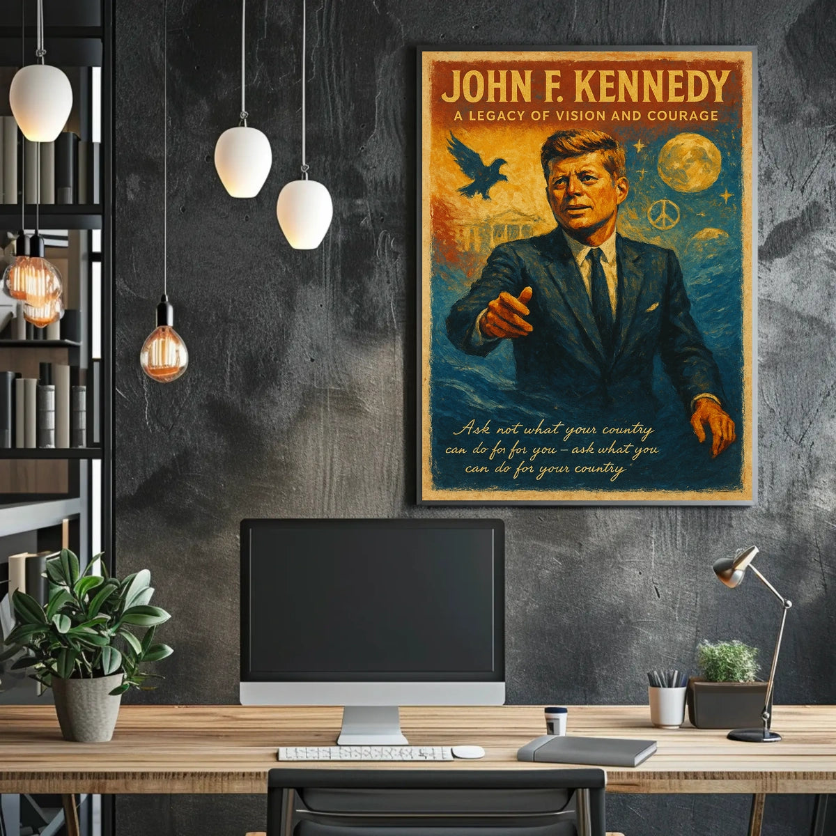 Visionary Leader Vintage Patriotic Art Poster Print