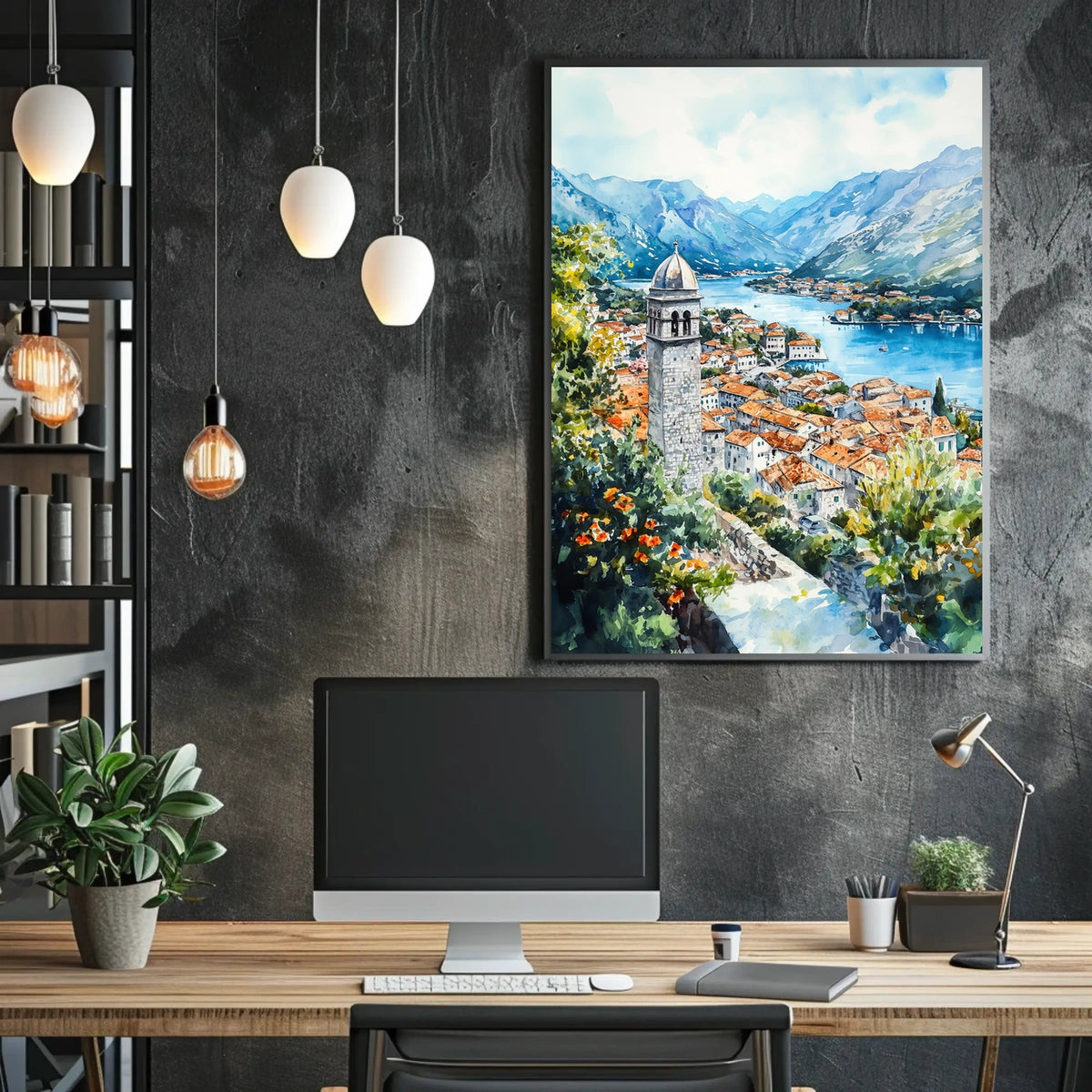 Montenegro Kotor Old Town and Bay View Poster