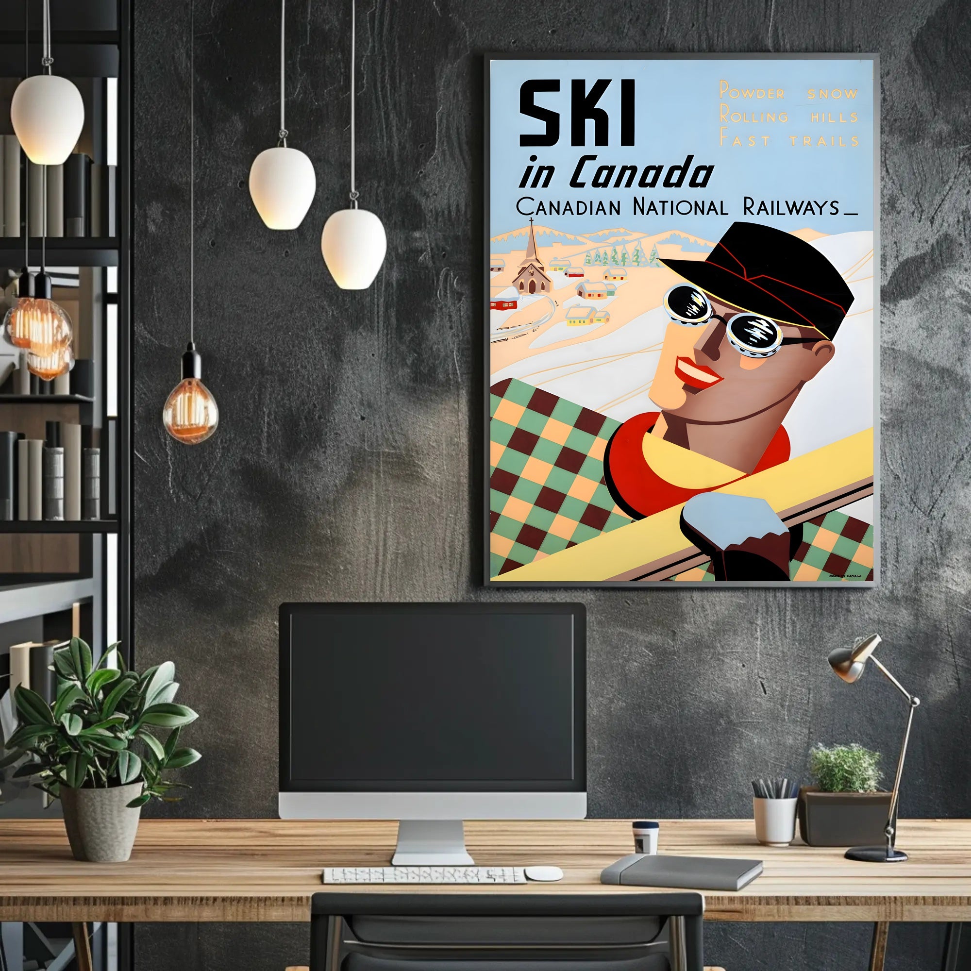 Vintage Canadian Skiing Travel Advertisement Poster PosterGoat