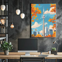 Toronto CN Tower Autumn Skyline Poster Art