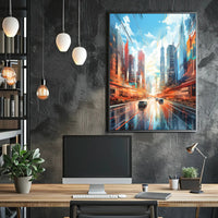 Futuristic Cityscape with Dynamic Lines Sci-Fi Poster