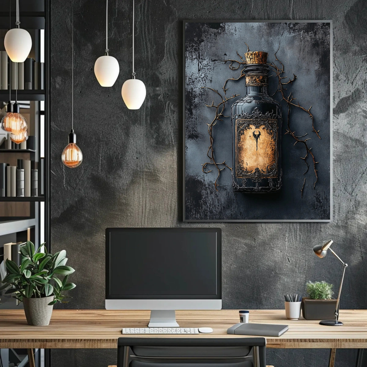 Stylized Gothic Bottle Design Abstract, Artistic, or Pop Culture Poster