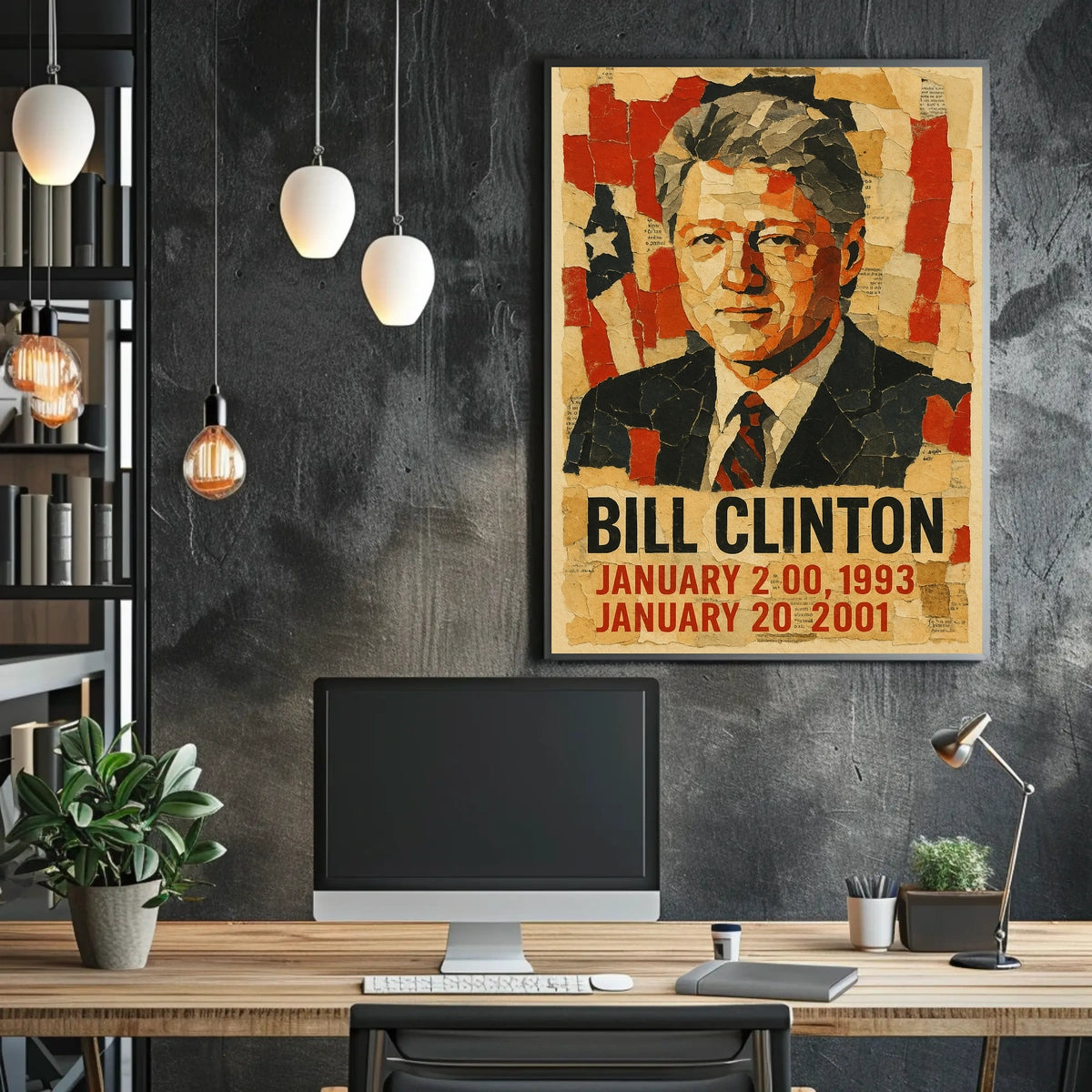 Bill Clinton 42nd President of the United States Layered paper Collage Poster