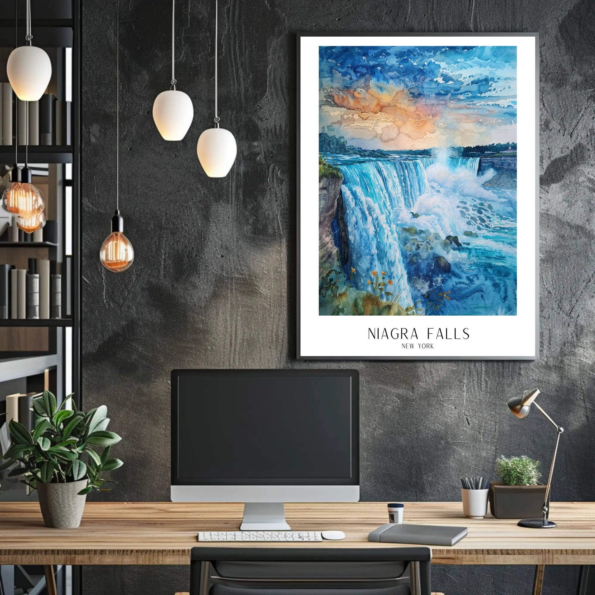 Niagara Falls Watercolor Art Travel Poster PosterGoat