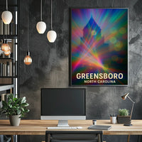 Greensboro North Carolina Vibrant Cityscape Travel Art Impressionism Urban Skyline Wanderlust Inspiration Poster