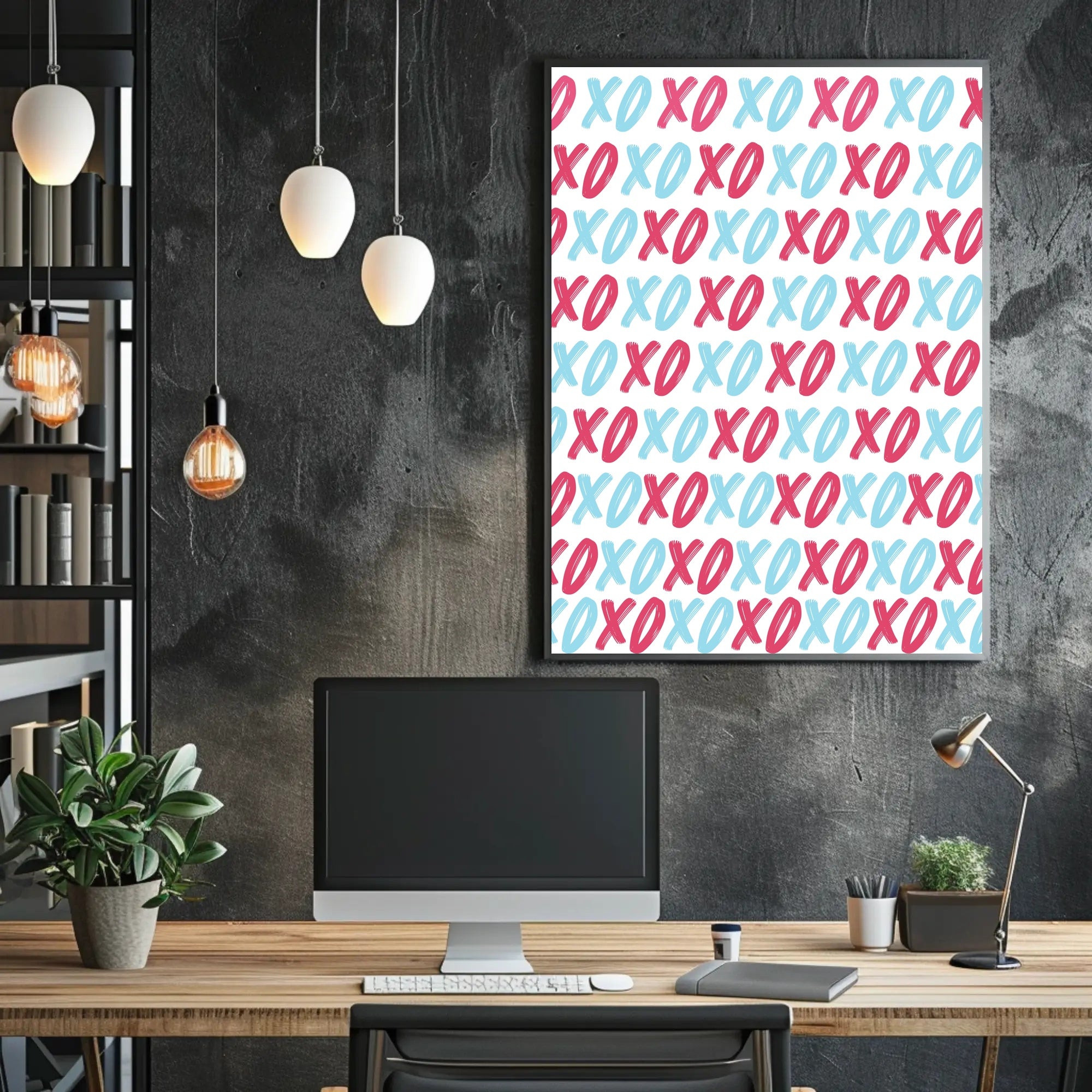 Affectionate XOXO Typography Art with Vibrant Colors Poster PosterGoat