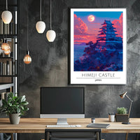 Himeji Castle vibrant sunset travel art Travel Poster