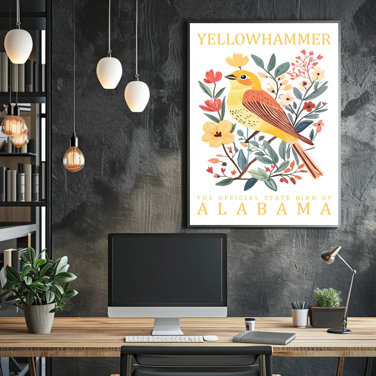 Yellowhammer Bird Alabama Nature Art Poster Print