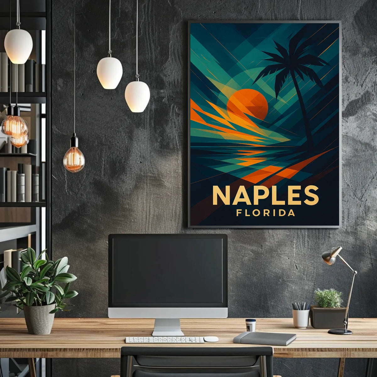Naples Florida Sunset Vibes Poster Wall Art 18x24 Inches