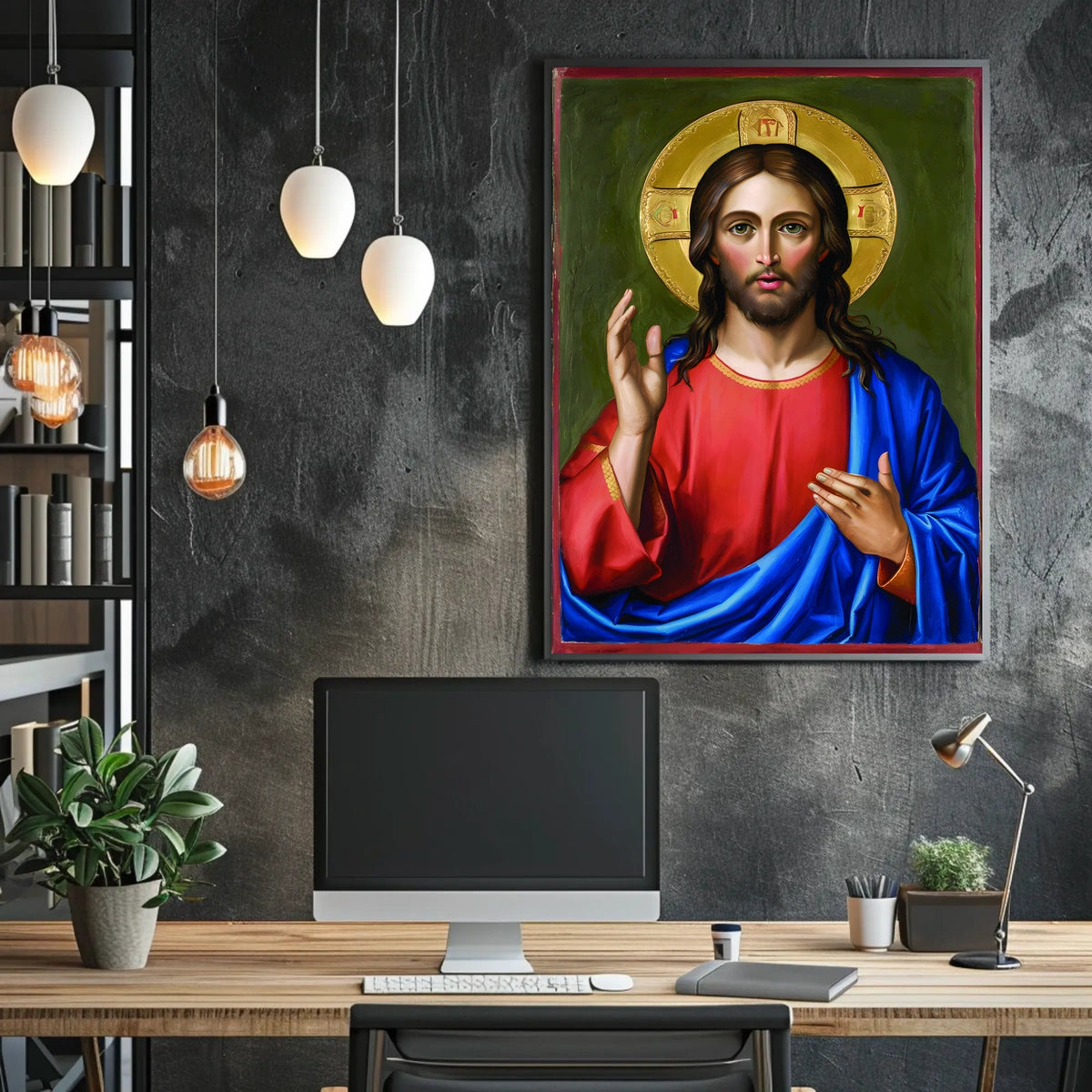 Iconic Portrait of Jesus Christ Poster