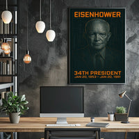 Dwight D. Eisenhower 34th President of the United States Techno Schematic Poster