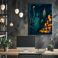 New York City Nightlife Skyline Poster Modern Wall Art