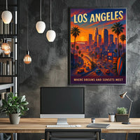 Los Angeles Sunset Cityscape Urban or Cityscape Poster