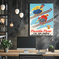 Flexible Flyer Skiing Poster PosterGoat