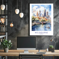 Melbourne Skyline Illustration Travel Poster PosterGoat