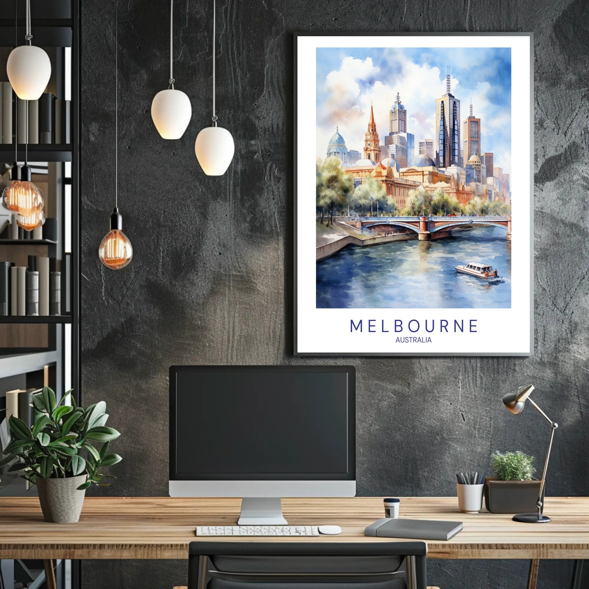 Melbourne Skyline Illustration Travel Poster PosterGoat