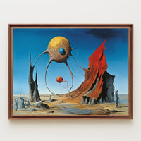 Surreal Desert Fantasy with Tentacled Spheres Art Poster
