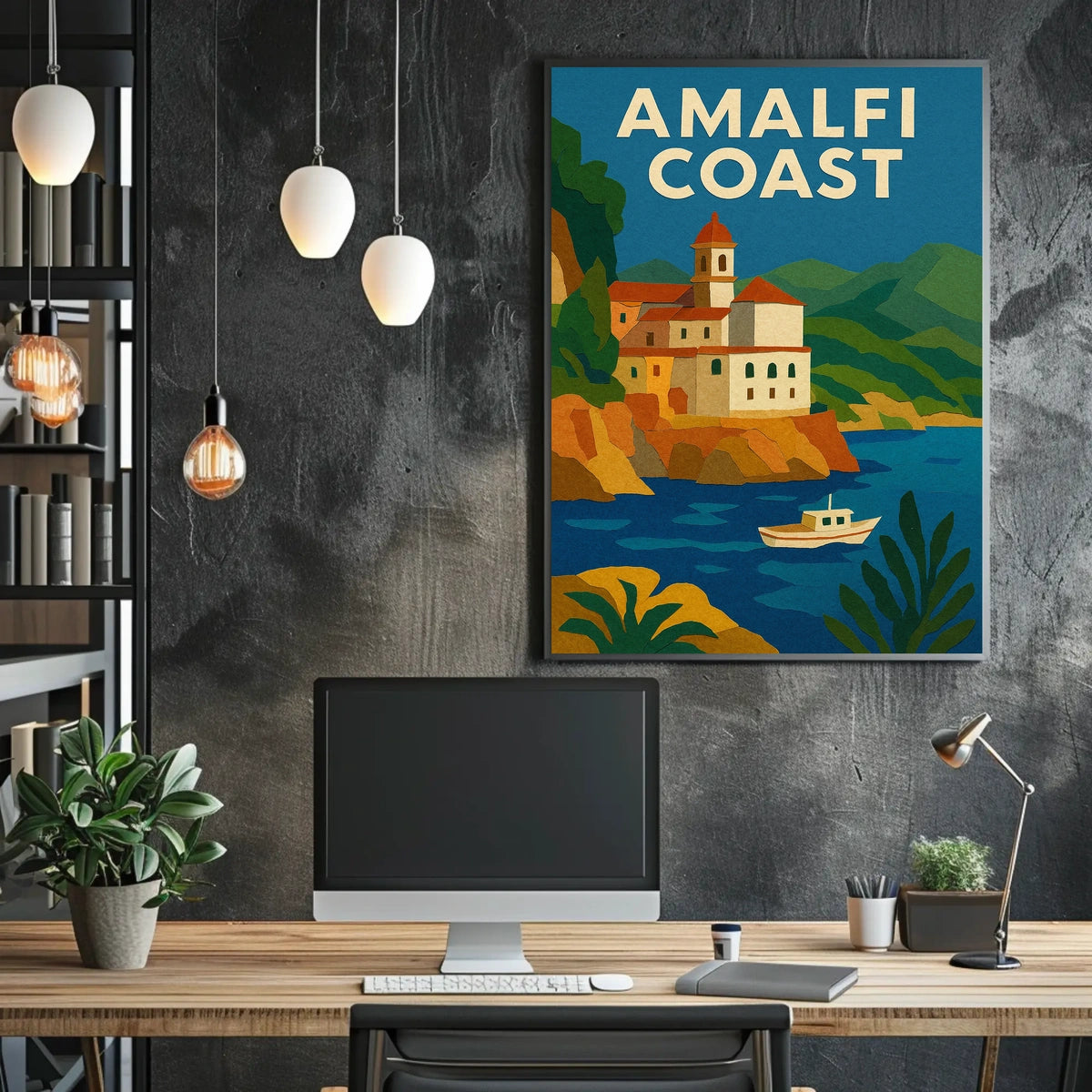 Amalfi Coast Travel Poster for Coastal Decor Wall Art