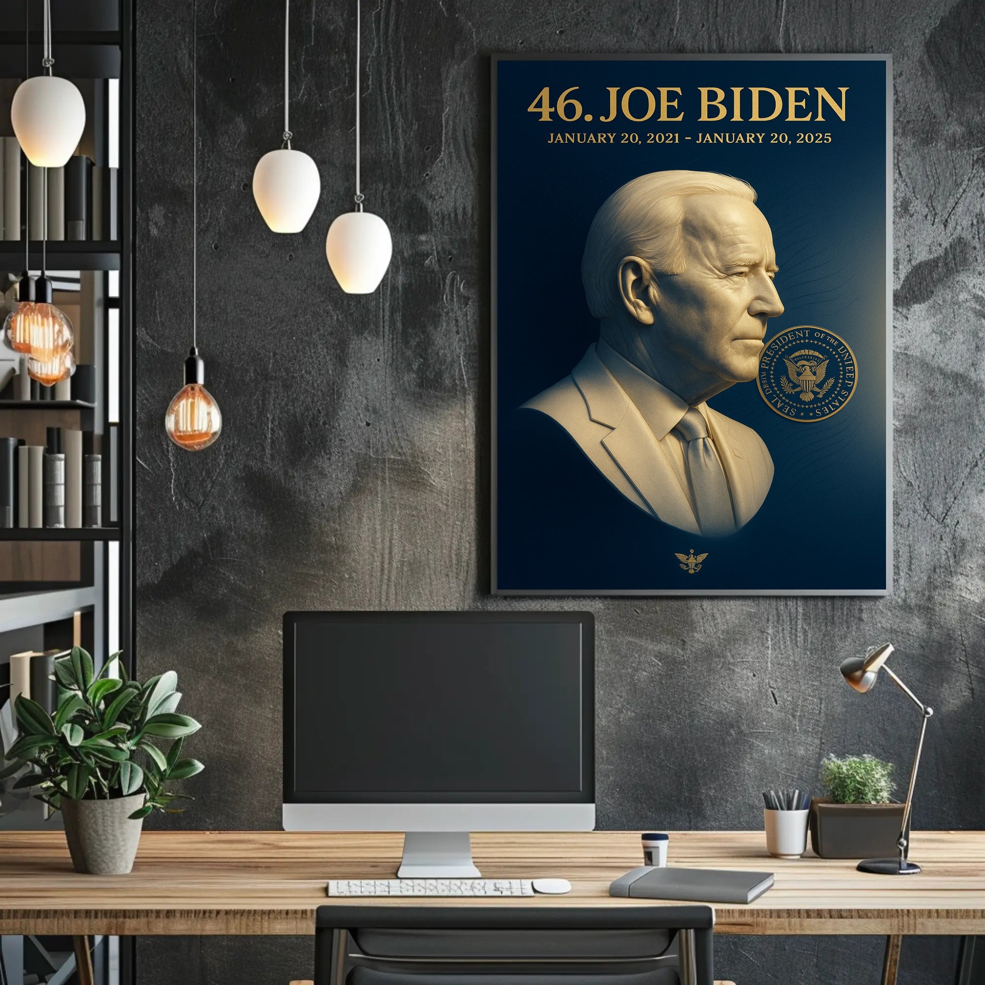 Joe Biden 3d bust 46th President Poster PosterGoat